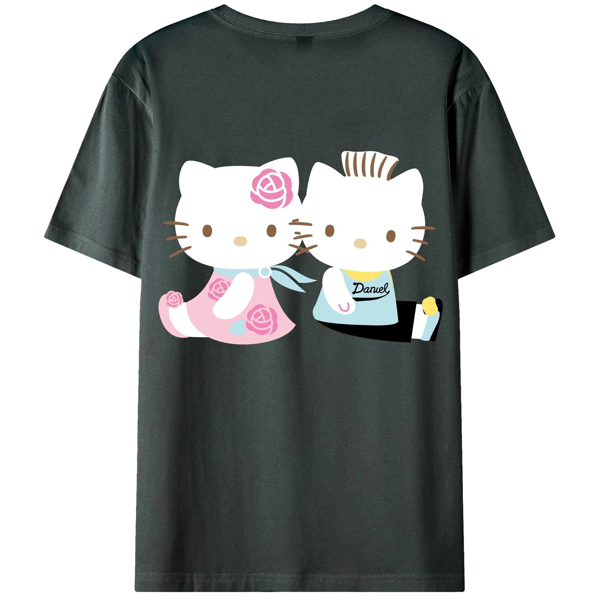 （画像用） Hello Kitty ハローキティ 綿100％ メンズ半袖Tシャツ（バックプリント） 通気性